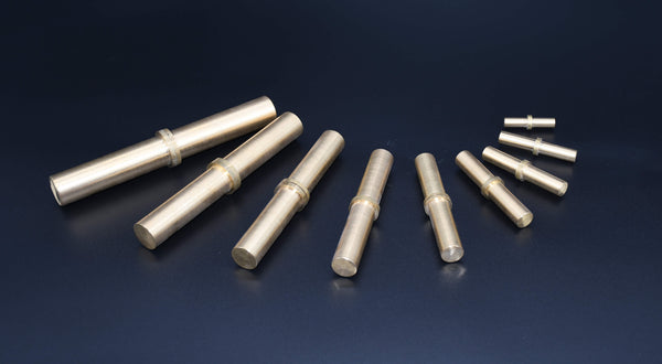 Brass swivel hinge pins with hardened steel core, ideal for sculpture and stone carving.